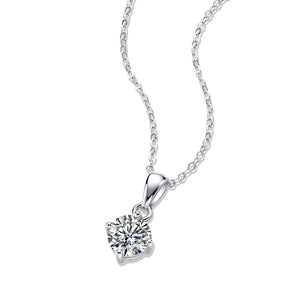 Wedding Four Claw Moissanite CZ Silver Necklace