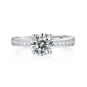 Lady Four Claw Moissanite CZ Simple Silver Ring