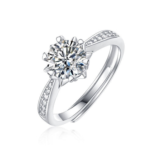 Wedding Moissanite CZ Snowflake Silver Ring