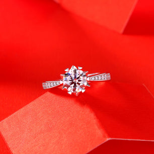 Wedding Moissanite CZ Snowflake Silver Ring