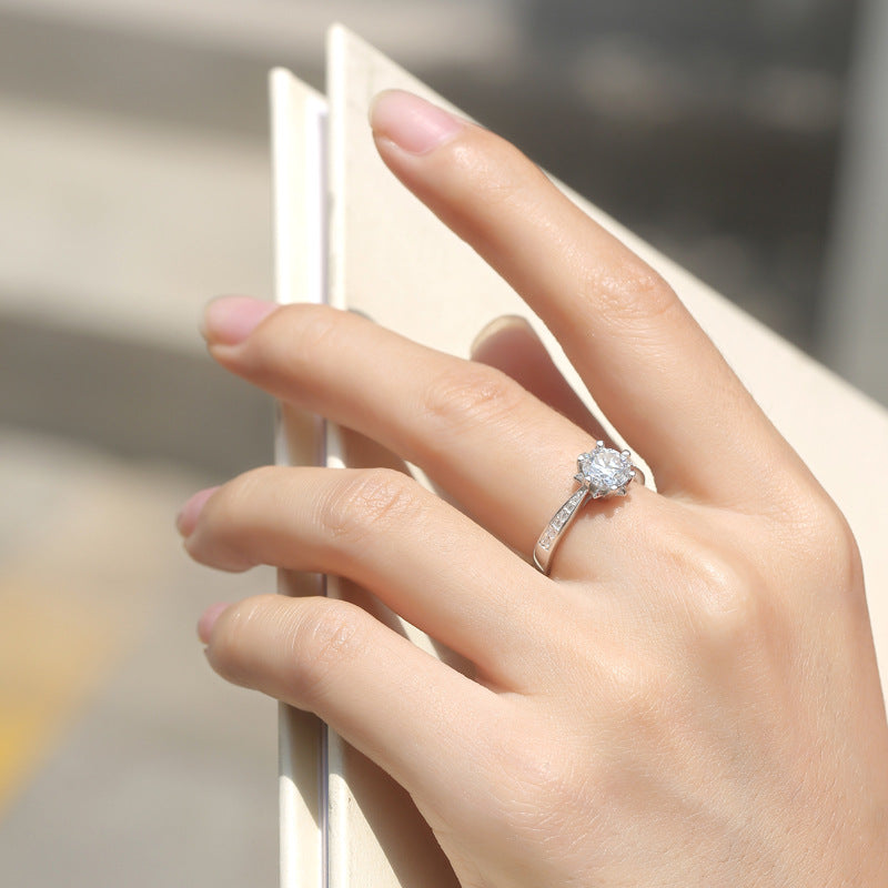 Wedding Moissanite CZ Snowflake Silver Ring