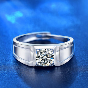 Casual Men's Moissanite CZ Geometry Silver Ring