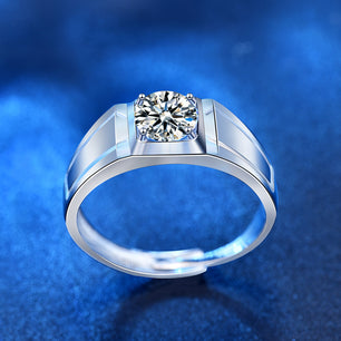 Casual Men's Moissanite CZ Geometry Silver Ring