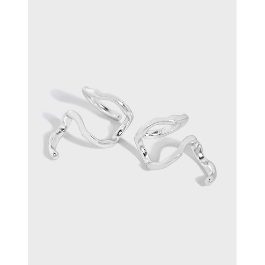 Fashion Irregular Snake Shape Silver Non-Pierced Earrings