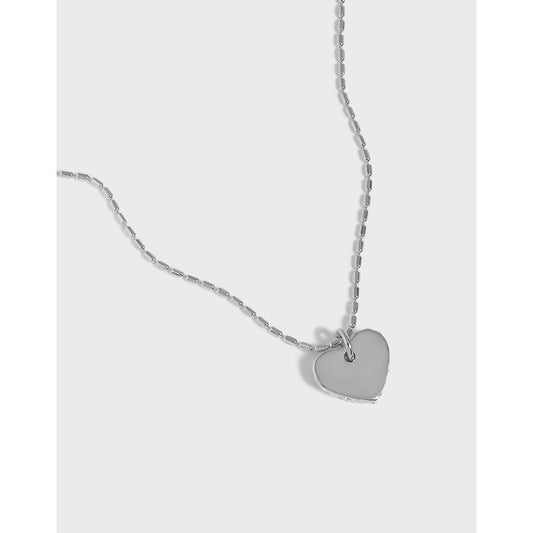 Women tube Beads Heart Silver Necklace