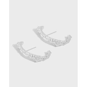 Office Irregular Letter C Shape Silver Stud Earrings