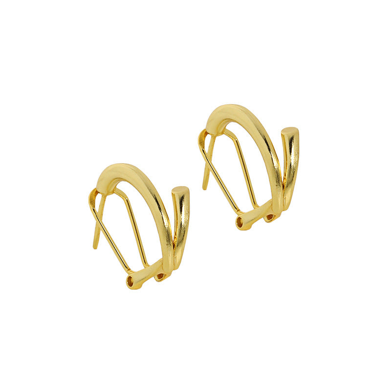 Simple Lines Circle Students Silver Hoop Earrings