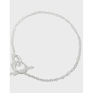 Simple OT Hollow Chain Silver Choker Necklace