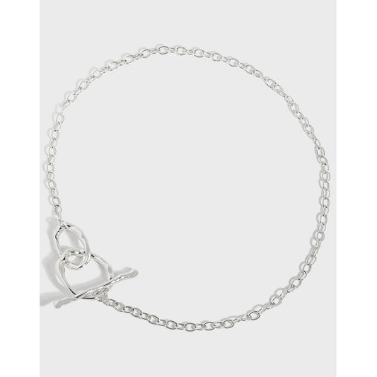 Simple OT Hollow Chain Silver Choker Necklace