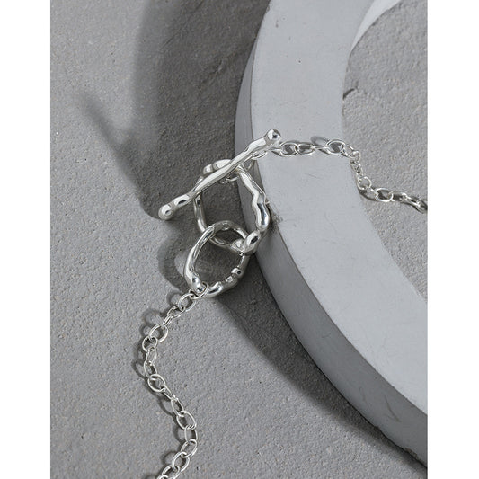 Simple OT Hollow Chain Silver Choker Necklace