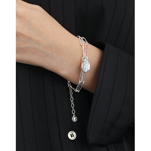 Office Double Layers Hollow Chain Lotus Leaf Silver Bracelet