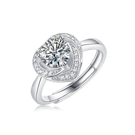 Bridesmaid Irregular Moissanite CZ Heart Silver Ring