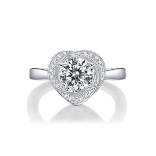 Bridesmaid Irregular Moissanite CZ Heart Silver Ring