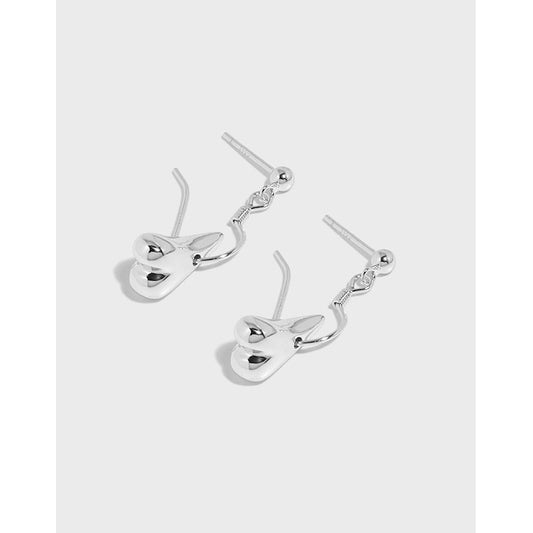 Heart Silver Dangling Earrings