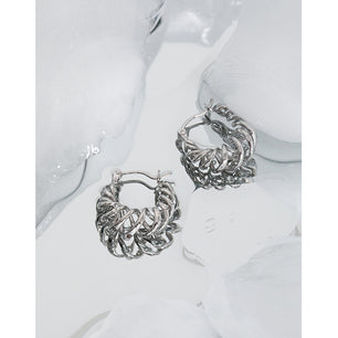 Casual Hollow Spring Twisted Silver Hoop Earrings