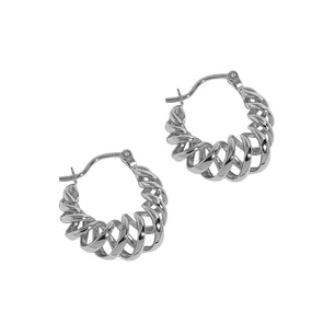 Casual Hollow Spring Twisted Silver Hoop Earrings