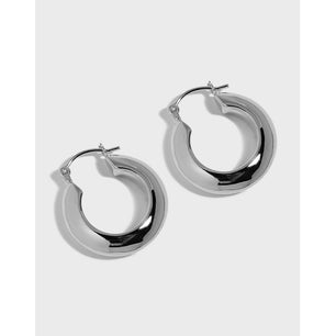 Women Simple Round Circle Silver Hoop Earrings