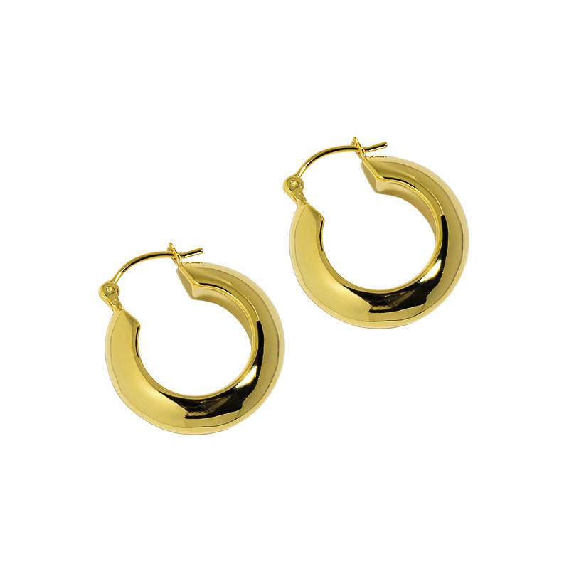 Women Simple Round Circle Silver Hoop Earrings