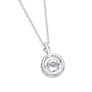 Party Dancing Moissanite CZ Circle Silver Necklace