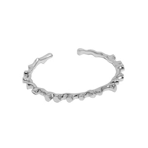 Irregular Lava Stones Silver Open Bangle