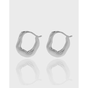 Gift Irregular Letter U Shape Silver Hoop Earrings