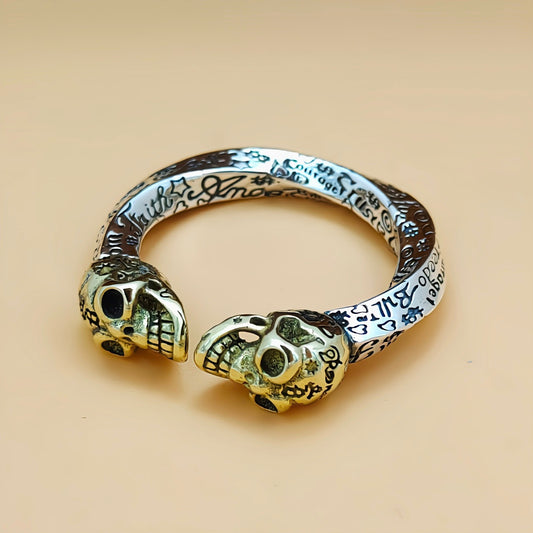 Vintage Punk Double Skull Head Silver Ring