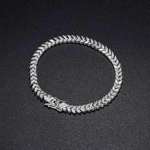 Fashion CZ Ear of Wheat Silver Bracelet