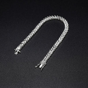 Fashion CZ Ear of Wheat Silver Bracelet