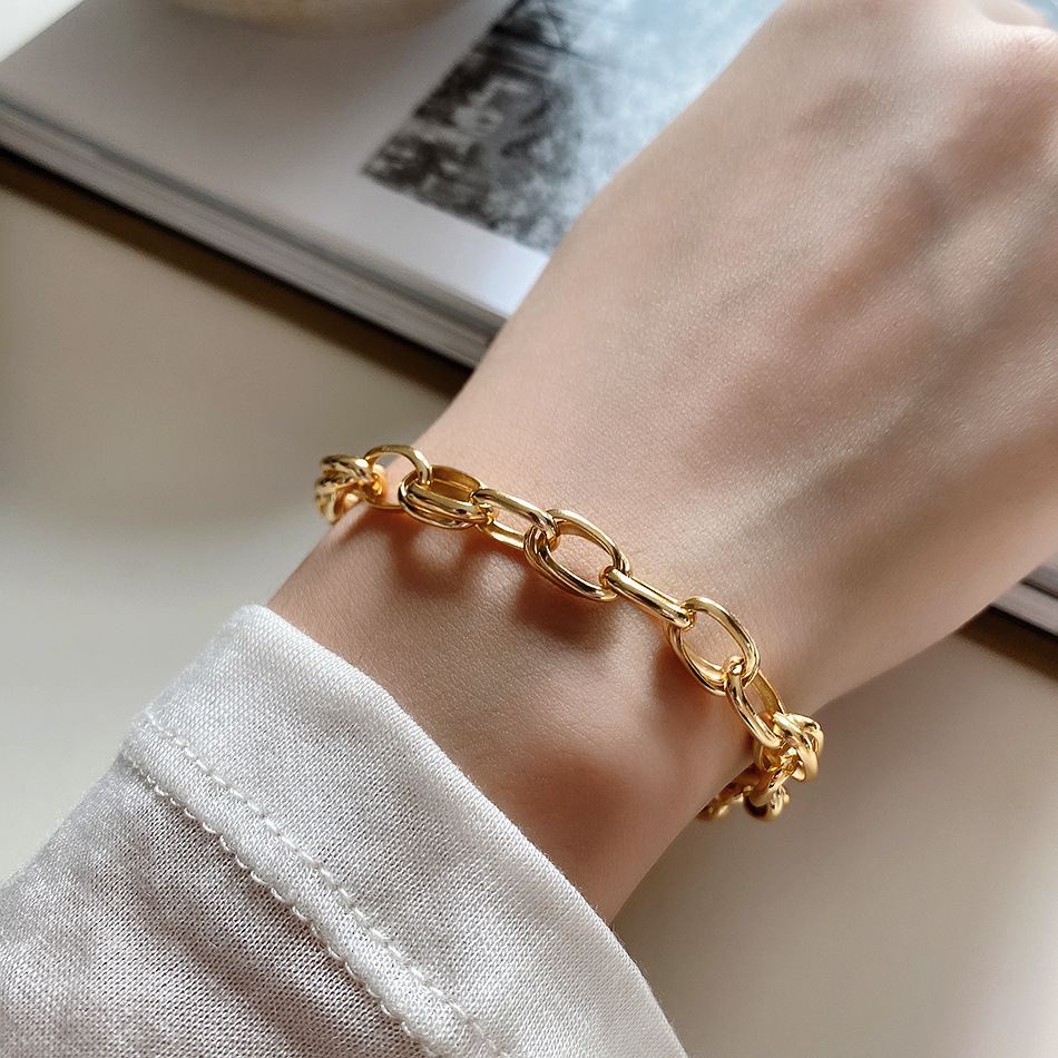 Hot Golden Hollow Chain Silver Bracelet