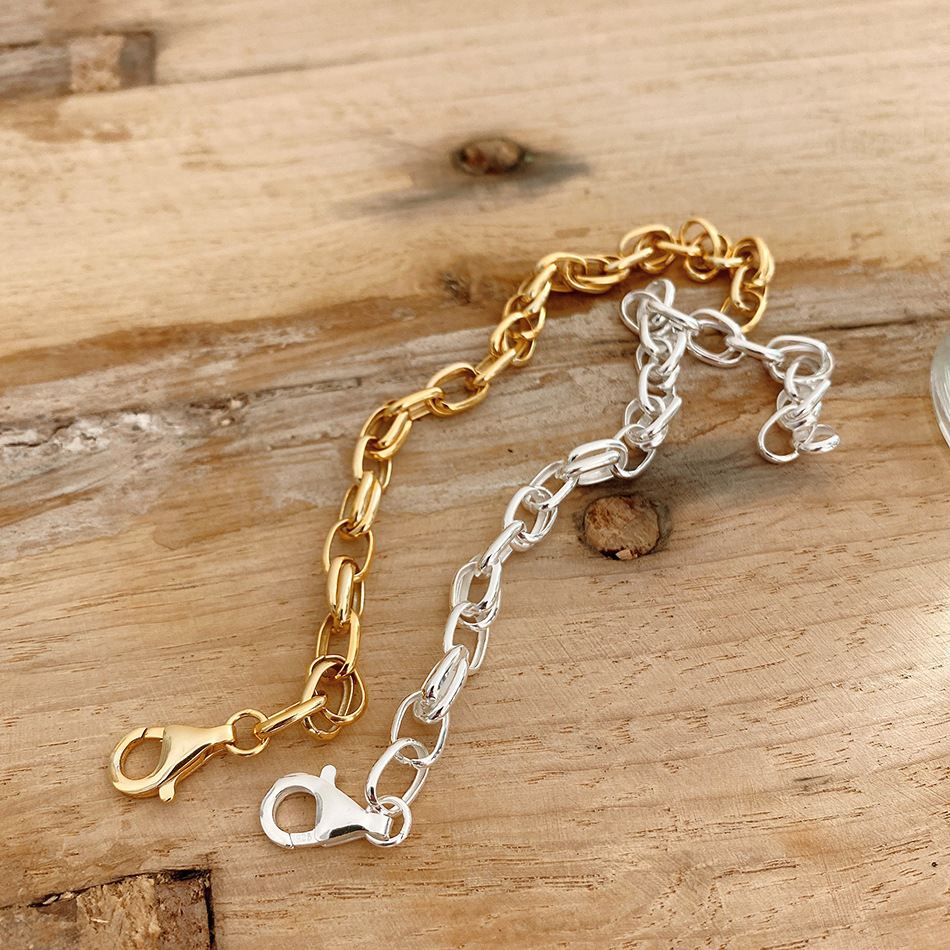 Hot Golden Hollow Chain Silver Bracelet