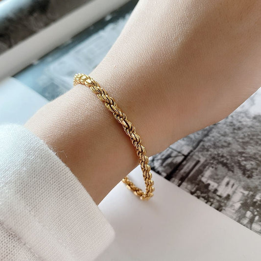 Classic Golden Twisted Silver Bracelet