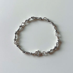 Vintage Irregular Twisted Hollow Chain Silver Bracelet