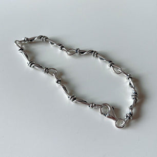 Vintage Irregular Twisted Hollow Chain Silver Bracelet