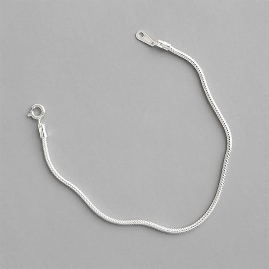 Women 2mm Snake Chain Silver Bracelet