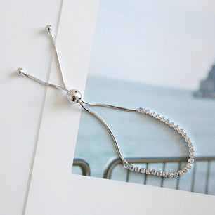 Fashion Simple CZ Beads Silver Bracelet