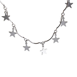 Simple Mini Star Solid Silver Clavicle Necklace Women