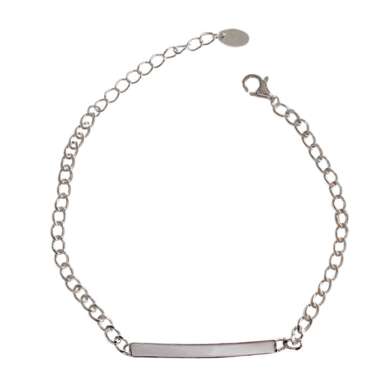 Simple Geometric Horizontal Line Solid Silver Chain Bracelet