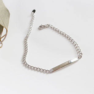 Simple Geometric Horizontal Line Solid Silver Chain Bracelet