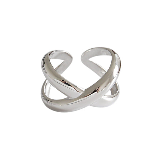 Simple X Cross Silver Ring