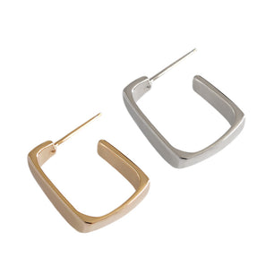 Classic Rectangle Silver Hoop Earrings