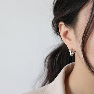 Geometry Matte Irregular Semicircle Silver Stud Earrings