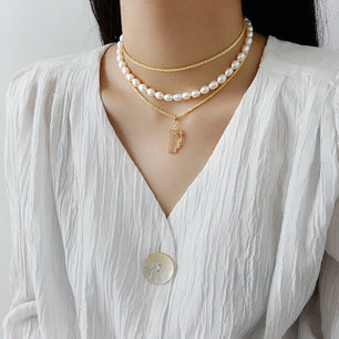 Simple Nugget Crisscross Silver Necklace