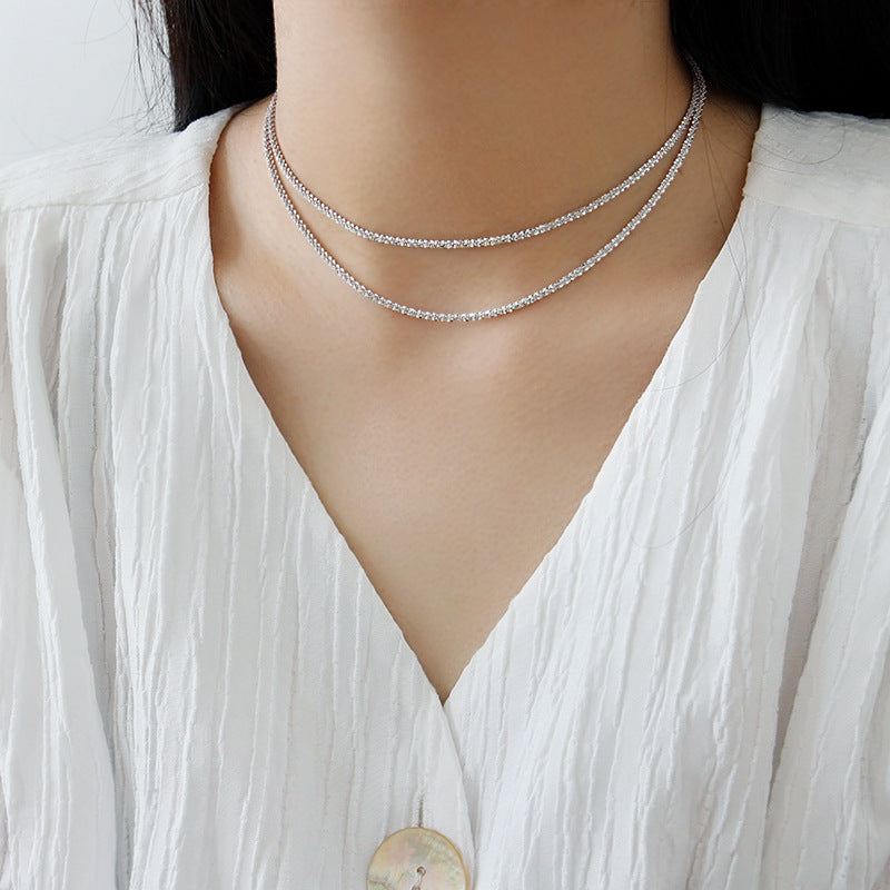 Simple Nugget Crisscross Silver Necklace