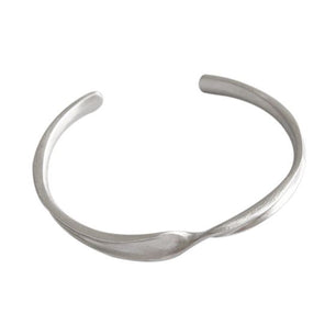 Simple Twisted Silver Open Bangle