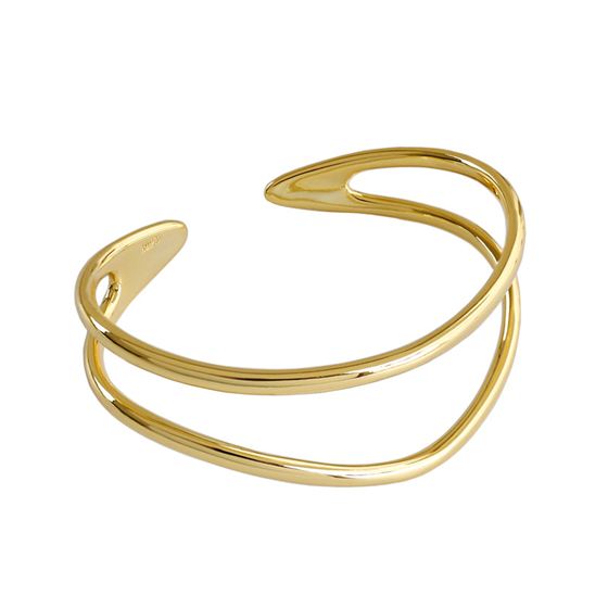 Simple Double Layler Silver Open Bangle