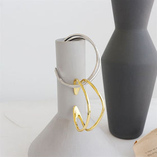 Simple Double Layler Silver Open Bangle