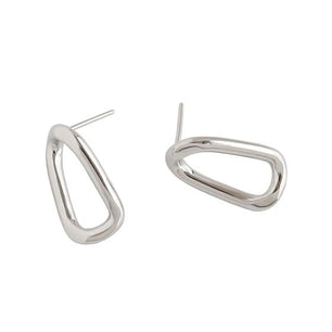 Geometry Irregular Hollow Silver Stud Earrings