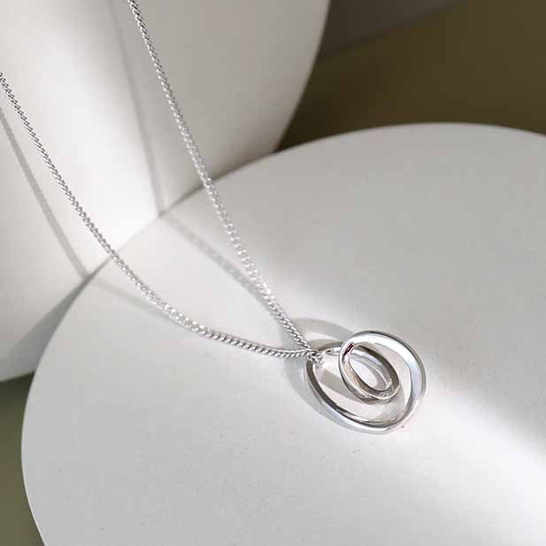 Simple Irregular Hollow Heart Silver Necklace