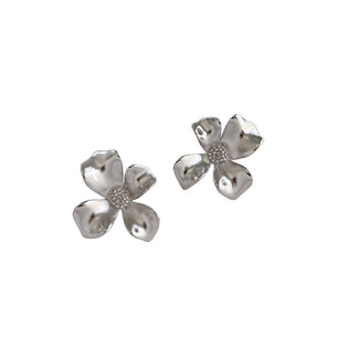 Girl Beautiful Flower Silver Stud Earrings