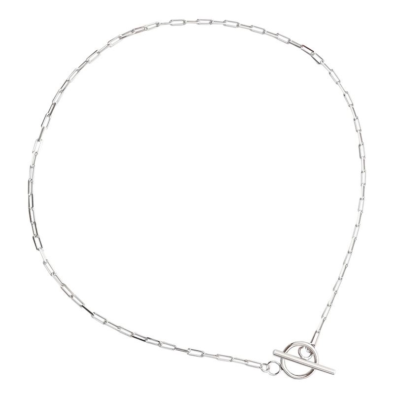 Simple TO Shape Chian Silver Choker Necklace